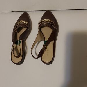 Marc Fisher Brown Slingback Mules